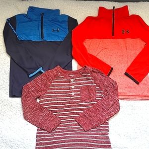 Under Armoour Boys Bundle of 1/4 zip long sleeve shirts,  size SM  6_7